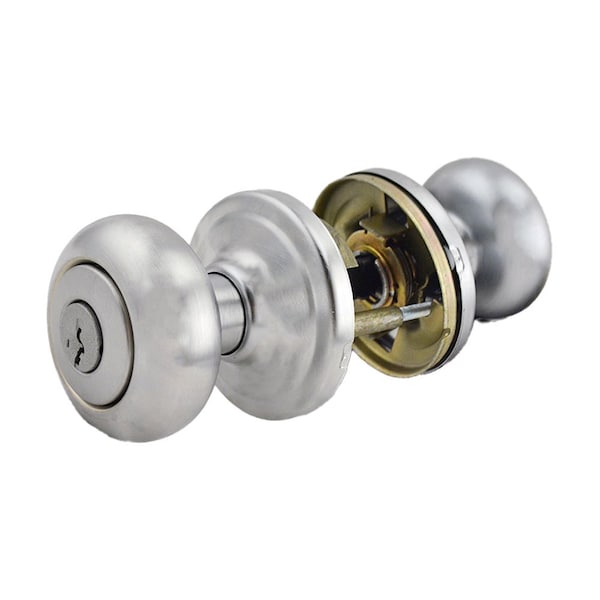 Hancock Knob Vestibule Door Lock SmartKey with New Chassis with 6AL Latch and RCS Strike Satin Chrom