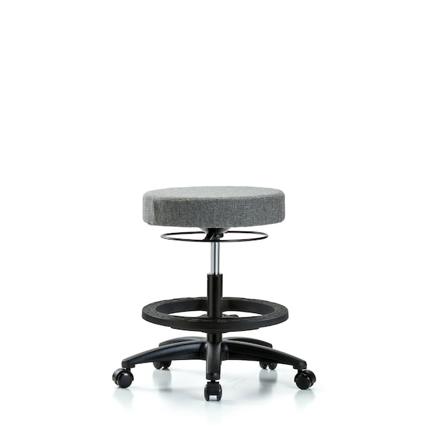 Bench Stool, Med, Fabric, BF, Casters, Gry