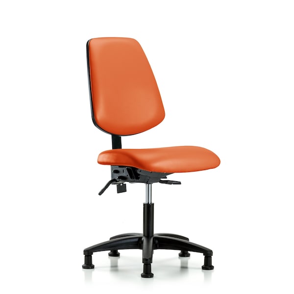 Desk Chair No Arms, 18" to 23" Height, Vinyl, Orange Kist