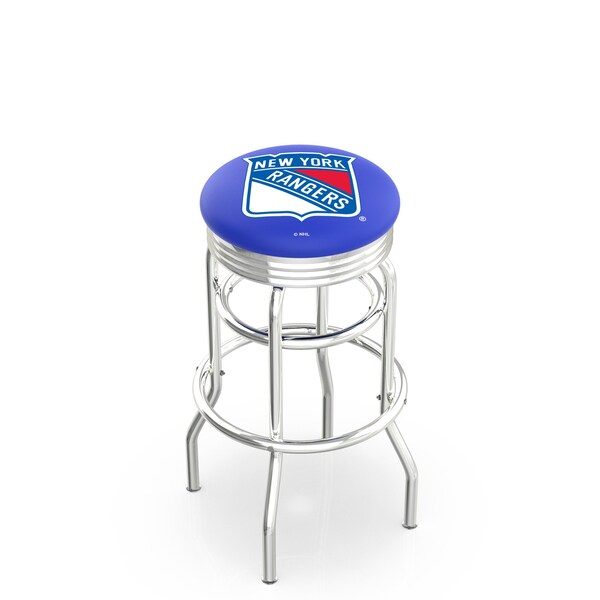 25" Chrome 2-Ring New York Rangers Swivel Bar Stool, Accent Ring