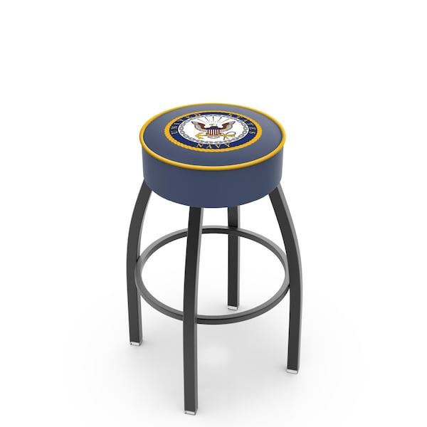 25" 4" U.S. Navy Cushion Seat, Blk Wrinkle Base Swivel Bar Stool
