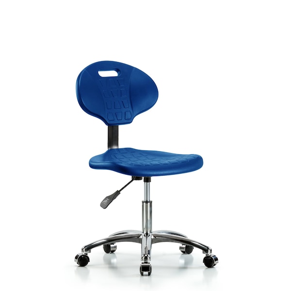 Erie Poly Chair Chrome, Desk, Chrome Casters, Blue
