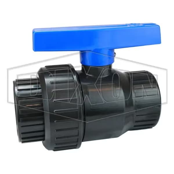 Direct Acting Single Union Ball Valve, 2 in Nominal, FNPT End Style, Polypropylene Body, Full Port