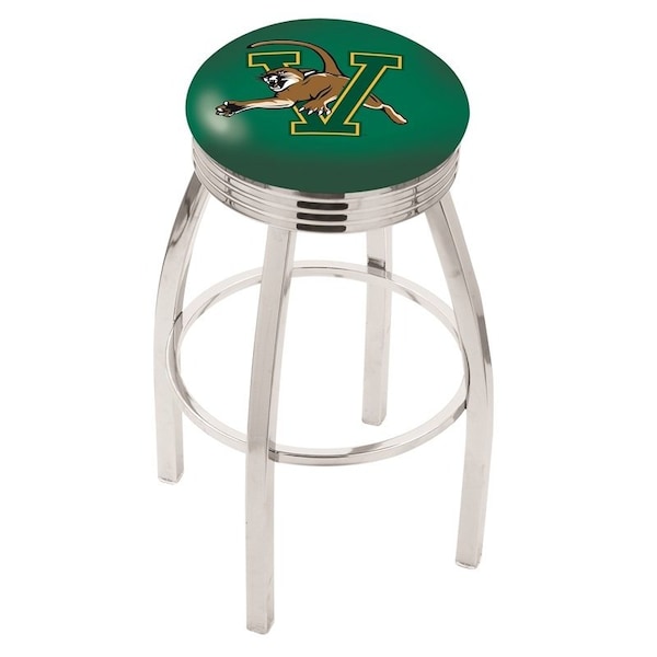 25" Chrome Vermont Swivel Bar Stool, Accent Ring