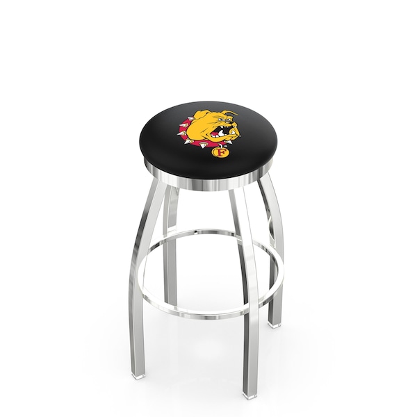 25" Chrome Ferris State Swivel Bar Stool, Accent Ring