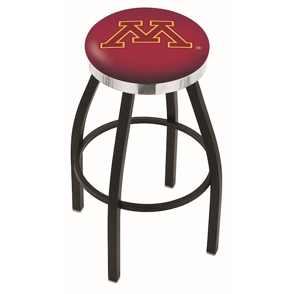 25" Blk Wrinkle Minnesota Swivel Bar Stool, Chrome Ring