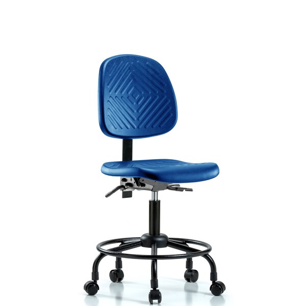 Poly Chair, Round Tube Base, Desk, Med Back, Tilt, Casters, Blue