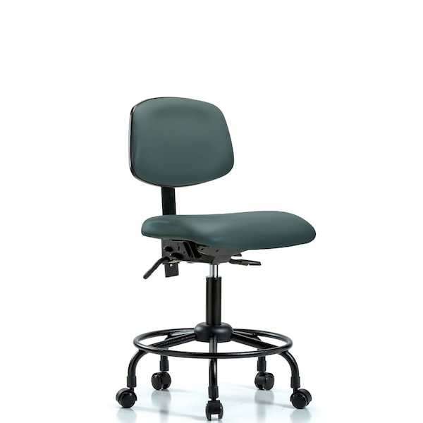 Desk Chair Desk Chair, RT Casters, Vinyl, Blu, No Arms, 21" to 26" Height, Vinyl, Colonial Blue