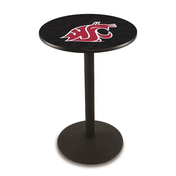 42" Blk Wrinkle Washington State Pub Table, 36" dia. Top