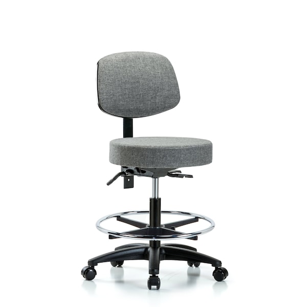 Bech Stool, Med, Fab, Bk, Tilt, CF, Cast, Gry