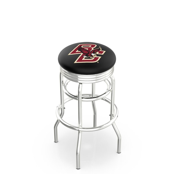 25" Chrome 2-Ring Boston College Swivel Bar Stool, Accent Ring