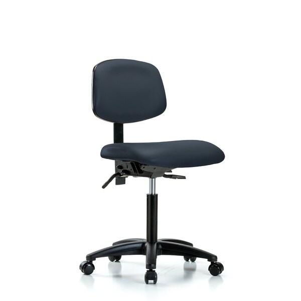 Chair, Vinyl, Med Bench, Casters, Nav, No Arms, 22" to 29" Height, Imperial Blue
