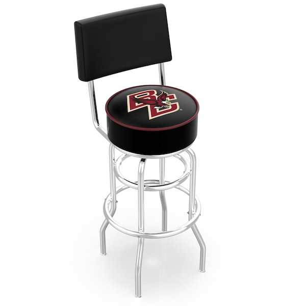 25" Chrome 2-Ring Boston College Swivel Bar Stool, Back