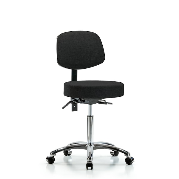 Bench Stool, Med, Fabric, Bk Chrom, Cast, Blk