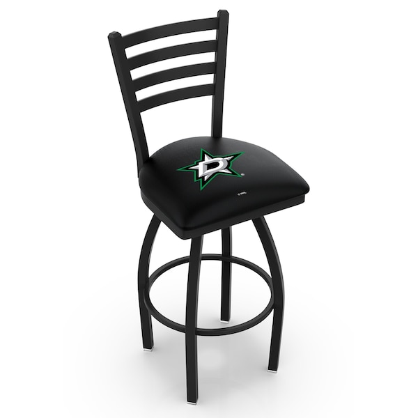 25" Blk Wrinkle Dallas Stars Swivel Bar Stool, Ladder Back