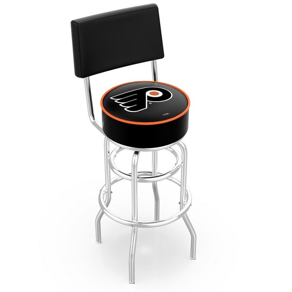 25" Chrome 2-Ring Philadelphia Flyers Swivel Bar Stool, Back