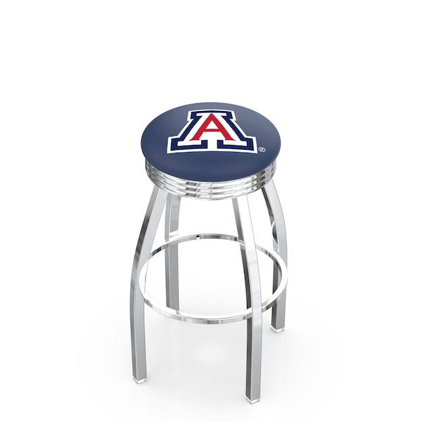 25" Chrome Arizona Swivel Bar Stool, Accent Ring