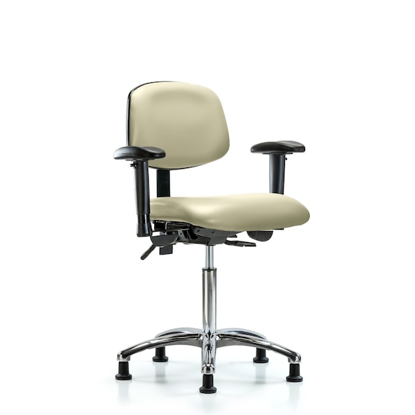 Chair, Vinyl, Med Bench, Chr AA Glides, Wht, 6-Way Adjustable, 22" to 29" Height, Adobe White