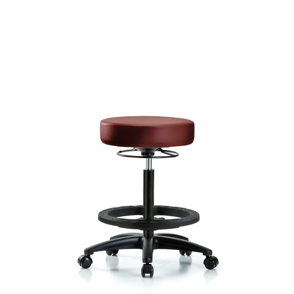 Vinyl Stool, High Bench, Foot Ring, Casters, Taupe