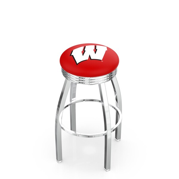 25" Chrome Wisconsin "W" Swivel Bar Stool, Accent Ring