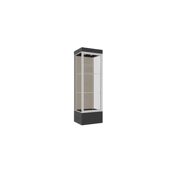 Lighted Floor Display Case 24x76x20, 12" Base, Satin