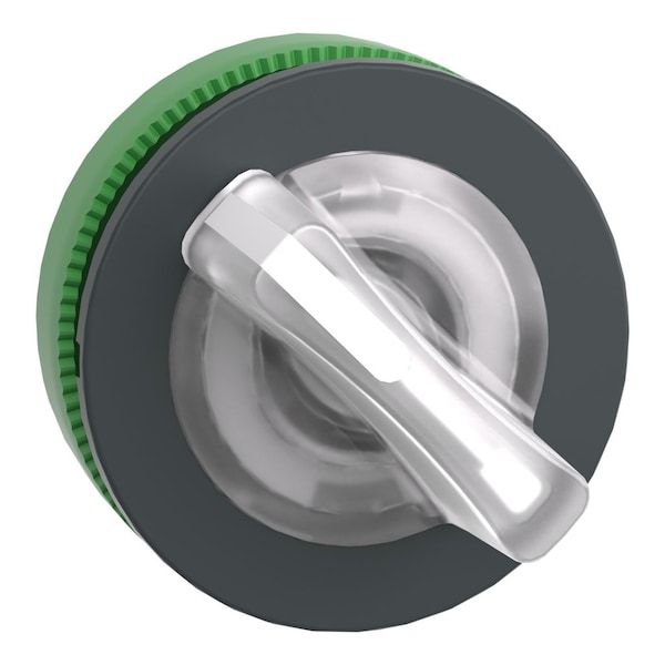 Head for illuminated selector switch, Harmony XB5, plastic, white handle, universal LED, 2 positions, spring return