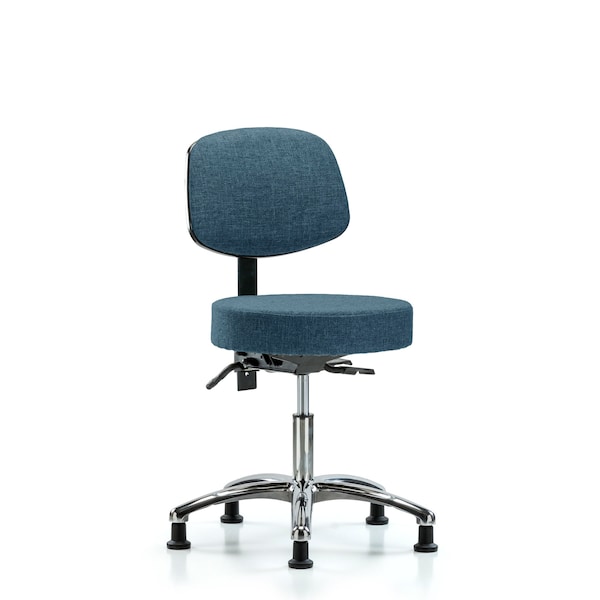Desk Stool, Fabric, Bk Chrm, Tilt, Glids, Blu