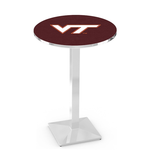 42" Chrome Virginia Tech Pub Table, 36" dia. Top