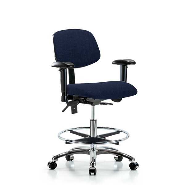 Chair, Fab, Med Bench, Chr AA CF Cast, Nav, 6-Way Adjustable, 22" to 29" Height, Dark Blue