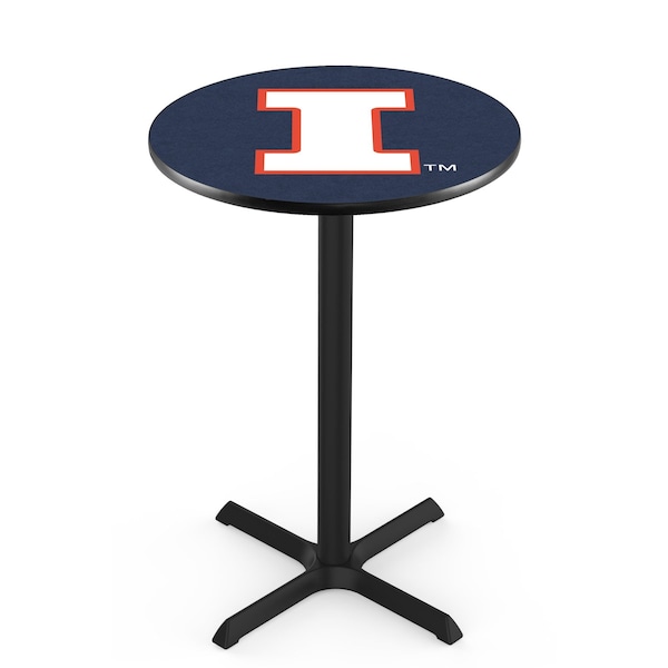 42" Blk Wrinkle Illinois Pub Table, 36" dia. Top