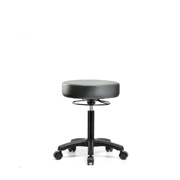 Vinyl Mini-Stool, Med Bench, Casters, Sterling