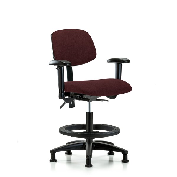 Chair, Fab, Med Bench, Tilt AA BF Glide, Bur, 6-Way Adjustable, 22" to 29" Height, Burgundy