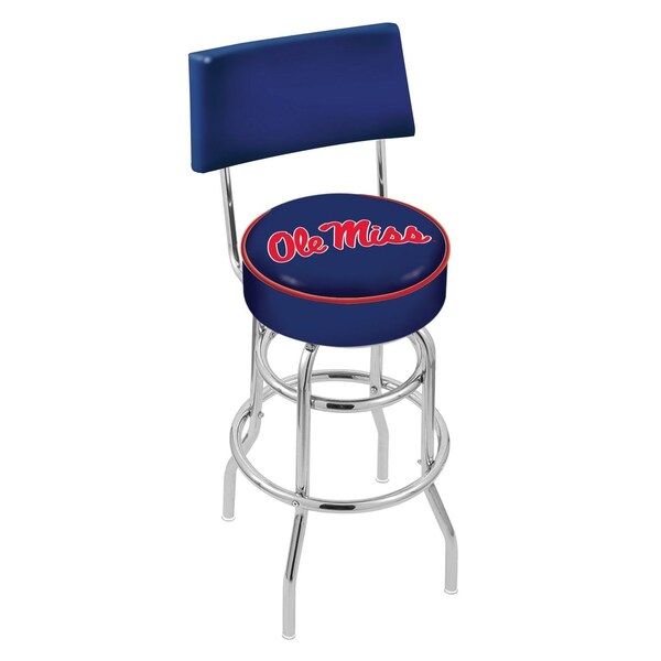 25" Chrome 2-Ring Ole' Miss Swivel Bar Stool, Back