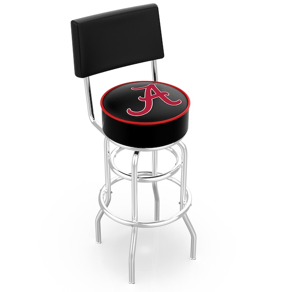 25" Chrome 2-Ring Alabama Swivel Bar Stool, Back