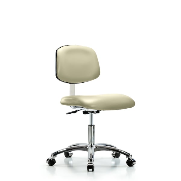 Clean Room Chair Desk Chair, Vinyl, Chrm, Casters, Wht, CL10, 18" to 23" Height, Vinyl, Adobe White