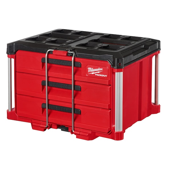PACKOUT 3-Drawer Tool Box, Polymer, Black/Red, 22-1/4 in W x 16-1/4 in D x 14-1/4 in H