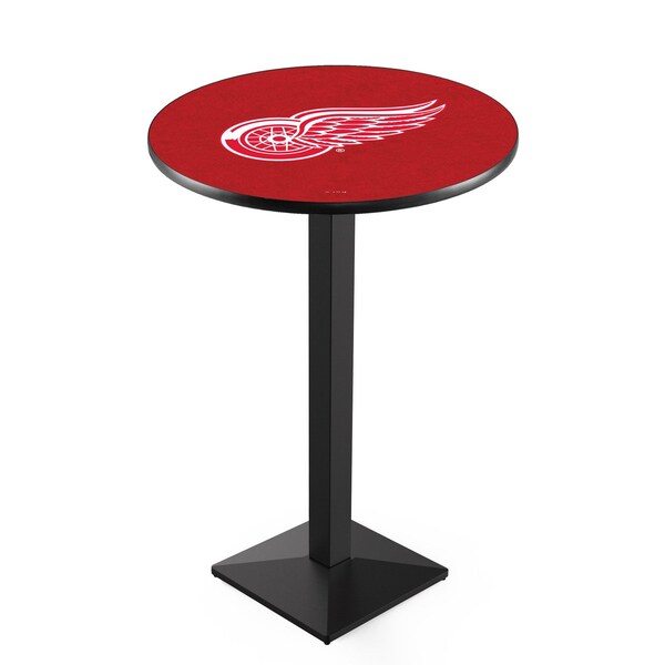 42" Blk Wrinkle Detroit Red Wings Pub Table, 36" dia. Top
