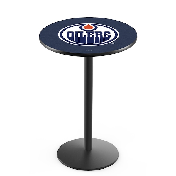 42" Blk Wrinkle Edmonton Oilers Pub Table, 36" dia. Top