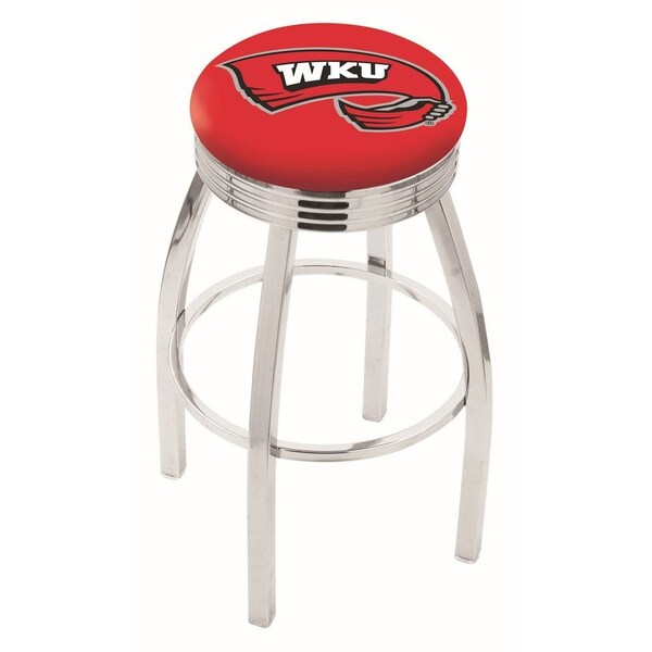 25" Chrome Western Kentucky Swivel Bar Stool, Accent Ring