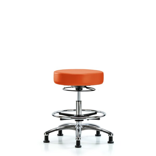 Bench Stool, Med, Vin, Chrm, CF, Glid, Orange