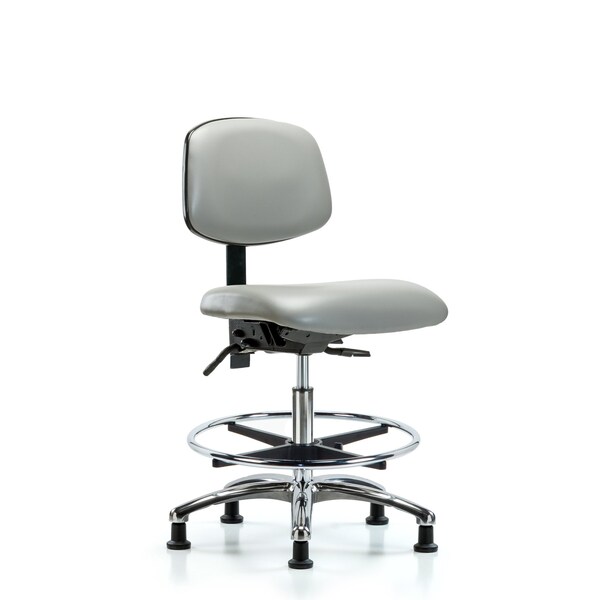 Chair, Vinyl, Med Bench, Chr CF Glides, Dov, No Arms, 22" to 29" Height, Dove