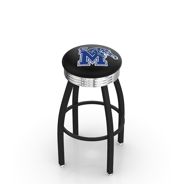 25" Blk Wrinkle Memphis Swivel Bar Stool, Chrome Ring