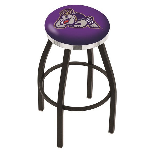 25" Blk Wrinkle James Madison Swivel Bar Stool, Chrome Ring