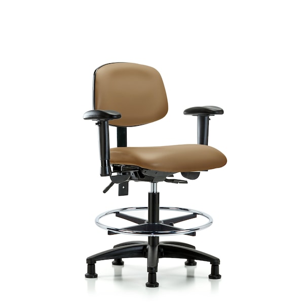Chair, Vinyl, Med Bench, AA CF Glides, Taupe, 6-Way Adjustable, 22" to 29" Height, Taupe