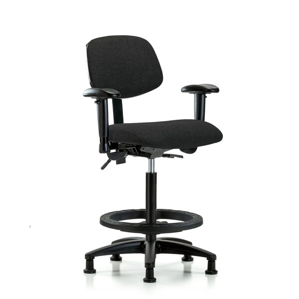 Chair, Fab, Hi Bench, Tilt AA BF Glides, Blk, 6-Way Adjustable, 26" to 35-1/2" Height, Black