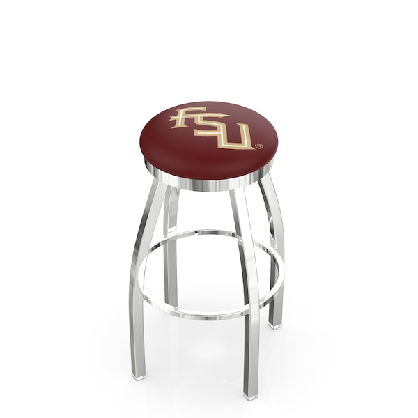 25" Chrome Florida State (Script) Swivel Bar Stool, Accent Ring