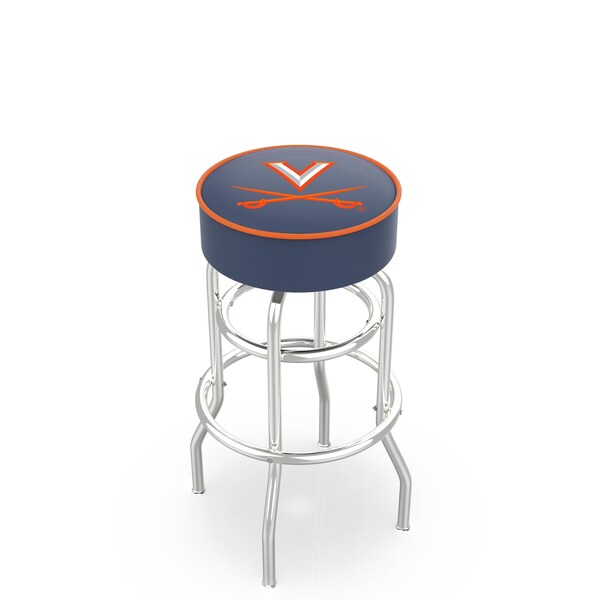 25" 4" Virginia Cushion Seat, Double-Ring Chrome Swivel Bar Stool