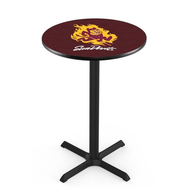 42" Blk Wrinkle Arizona State Pub Table, Sparky Logo, 36" dia. Top