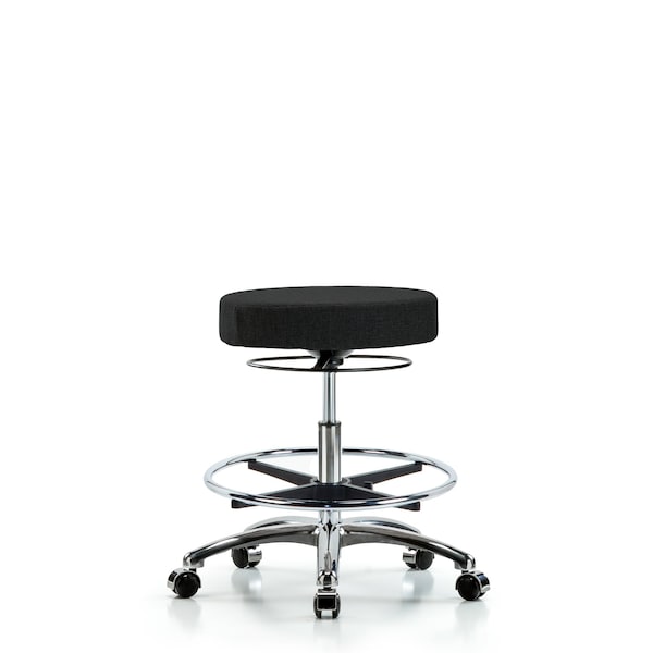 Bench Stool, Med, Fabric, Chrom, CF, Cstr, Blk