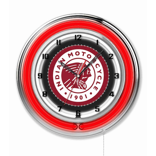 Indian Motorcycle Double Neon 19" Clock
